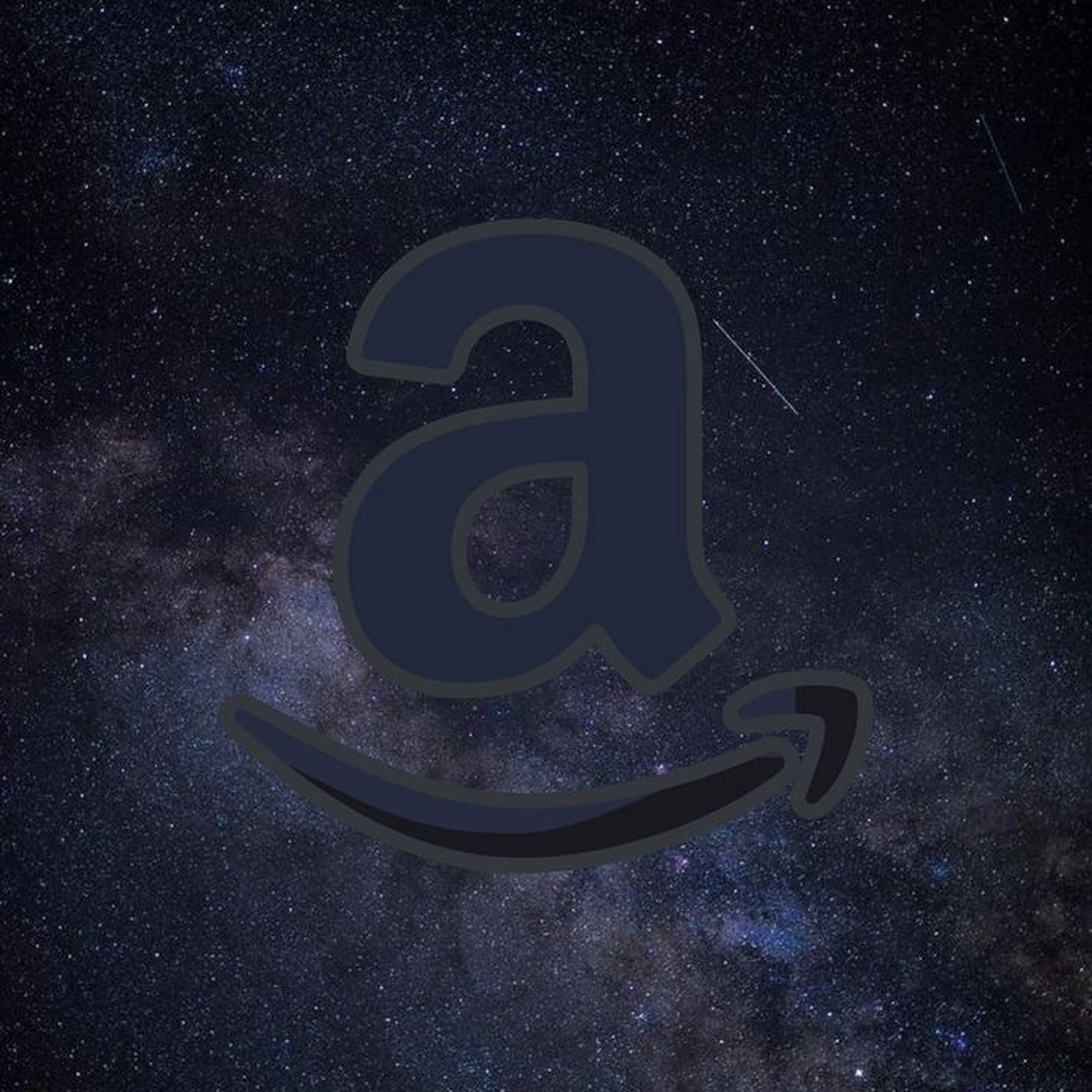 亞馬遜 桌布 壁紙 — 亞馬遜標誌在繁星點點的夜空中漂浮，可見銀河和流星。