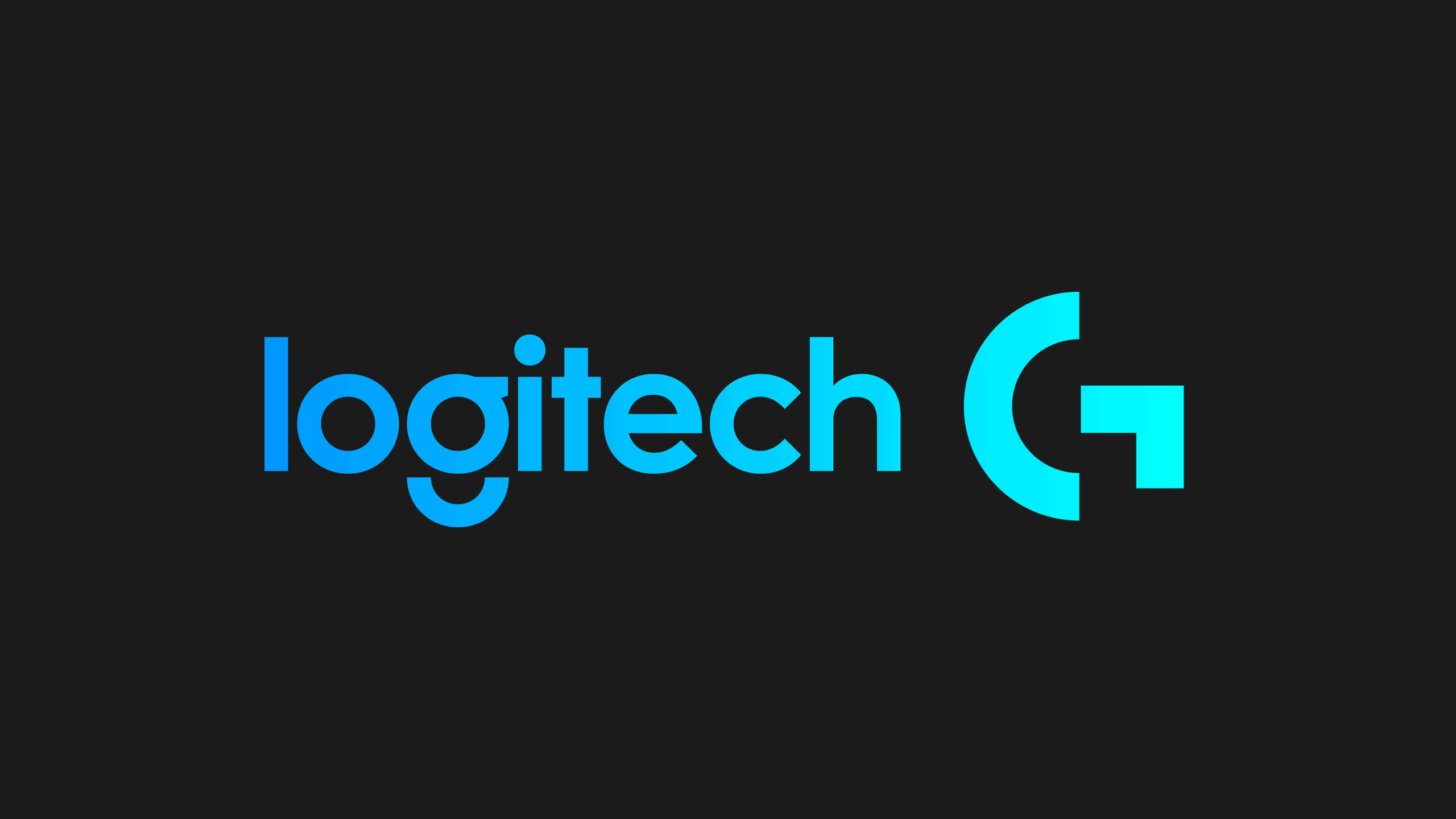 Logitech 桌布 壁紙 — 亮青色Logitech G標誌，純黑色背景。