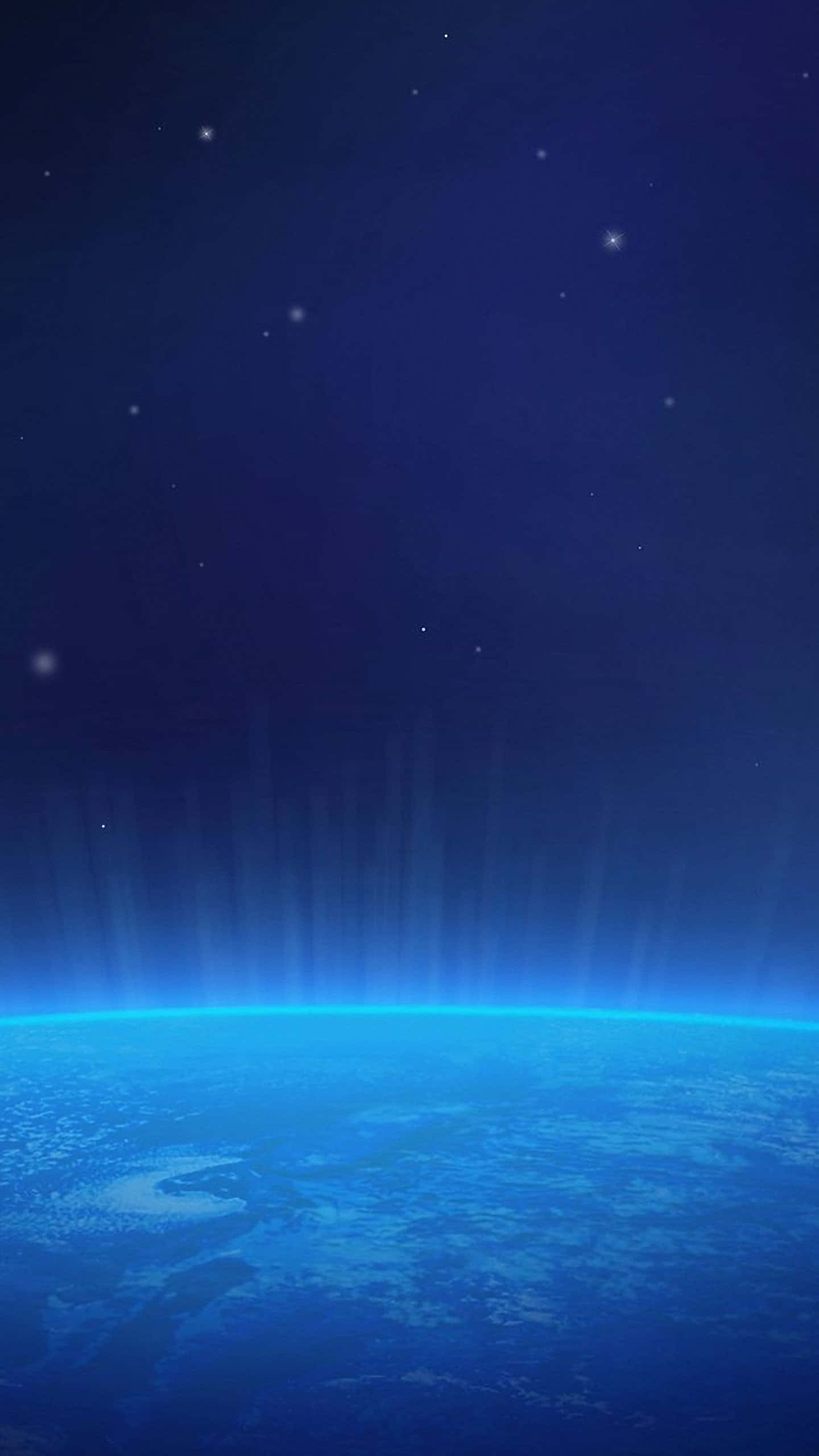 Xiaomi 桌布 壁紙 — 令人嘆為觀止的地球彎曲地平線景象，在繁星點點的夜空襯托下散發著充滿活力的藍色光暈。