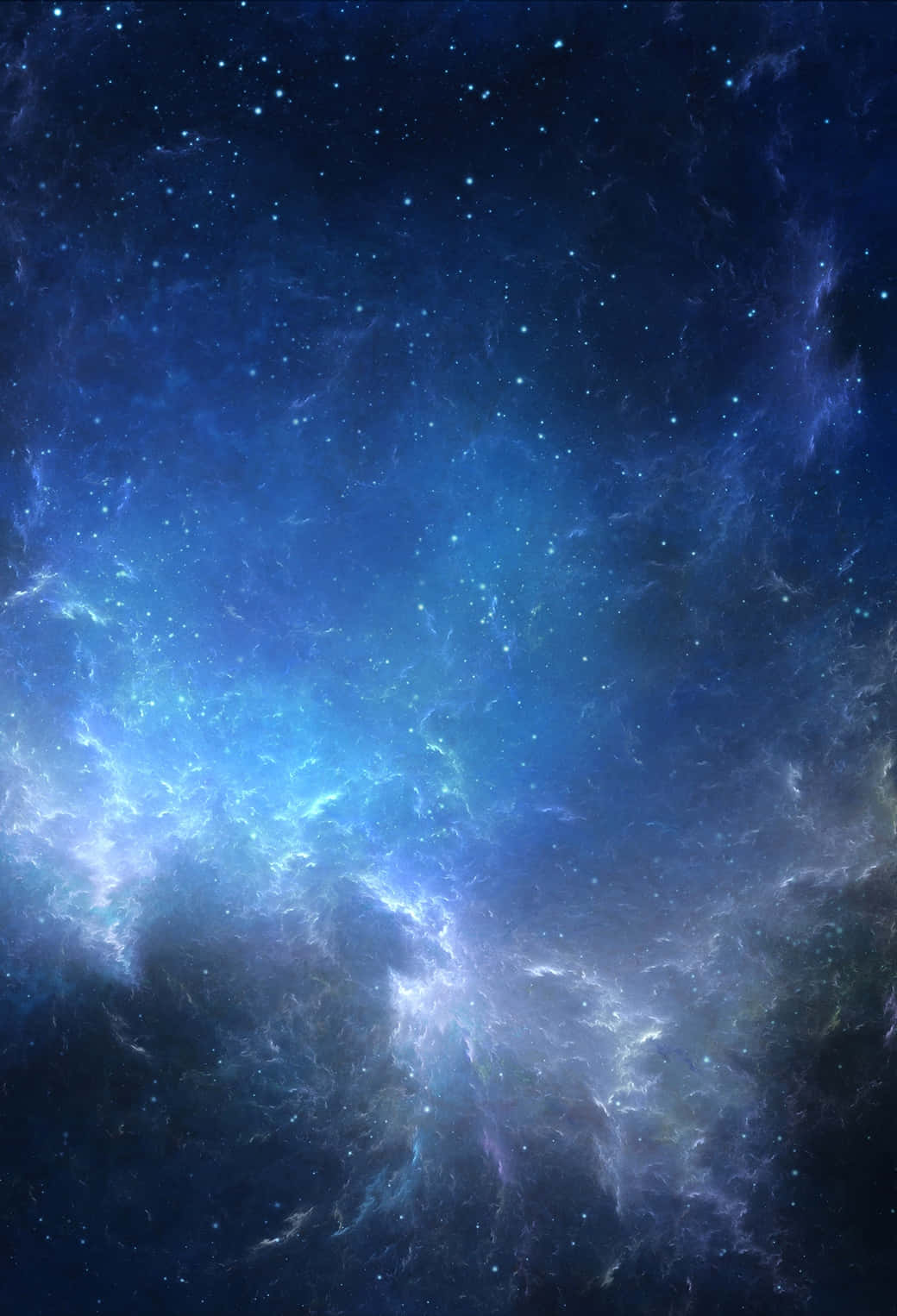 太空美學動圖 桌布 壁紙 — 令人嘆為觀止的宇宙星雲景觀，在星空中閃耀著電光藍和深靛藍色調。