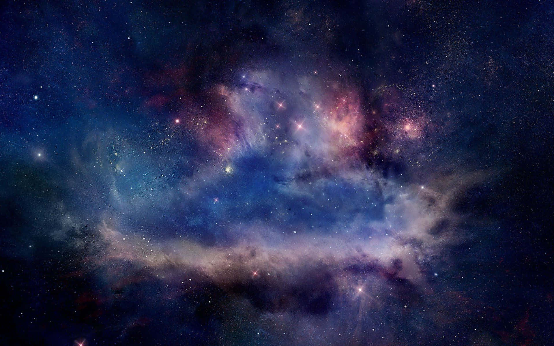 Galaxy Themed Paintings 桌布 壁紙 — 令人嘆為觀止的宇宙星雲景觀，在星空中散發著鮮豔的藍色、粉紅色和紫色光芒。