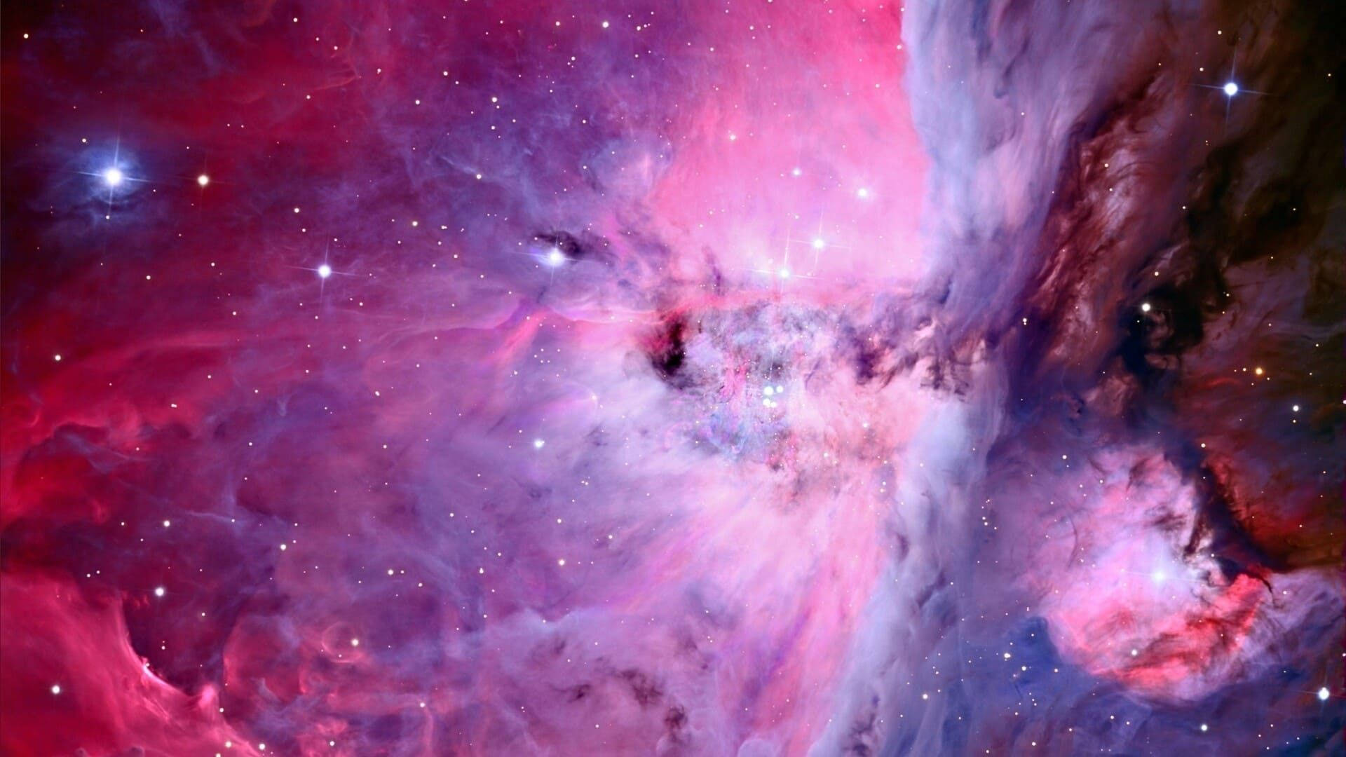銀河 桌布 壁紙 — 令人嘆為觀止的宇宙星雲景觀，散發著充滿活力的粉紅色、紫色和藍色色調，點綴著明亮的星星。