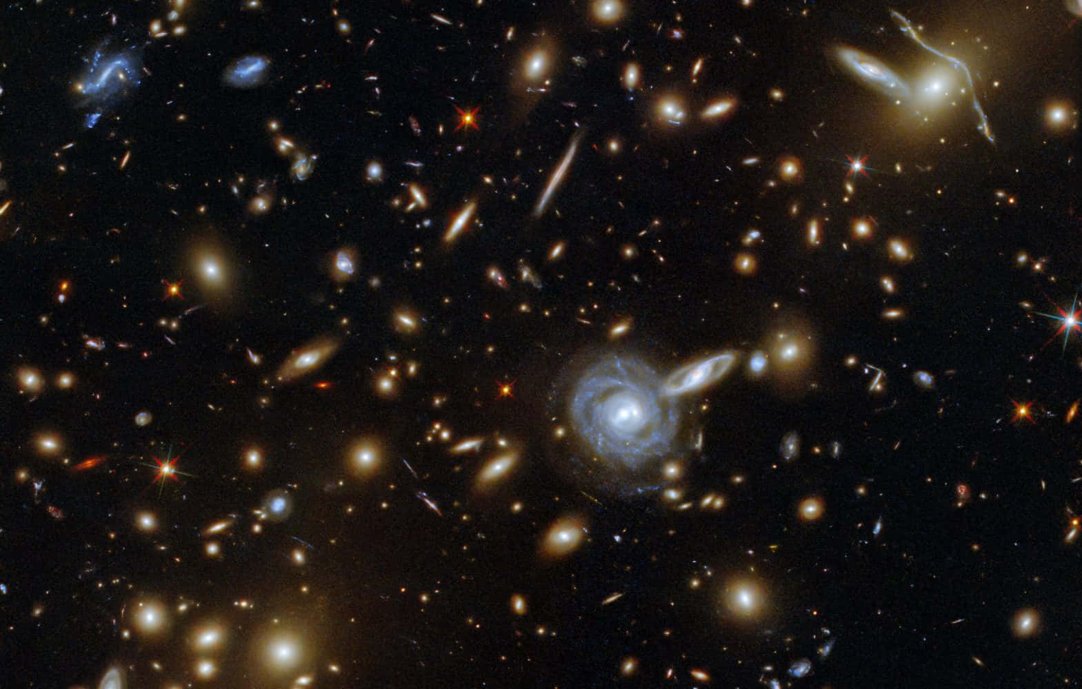 dark matter 桌布 壁紙 — 令人嘆為觀止的宇宙景觀，展示了無數星系和恆星散佈在深邃的黑色太空之中。
