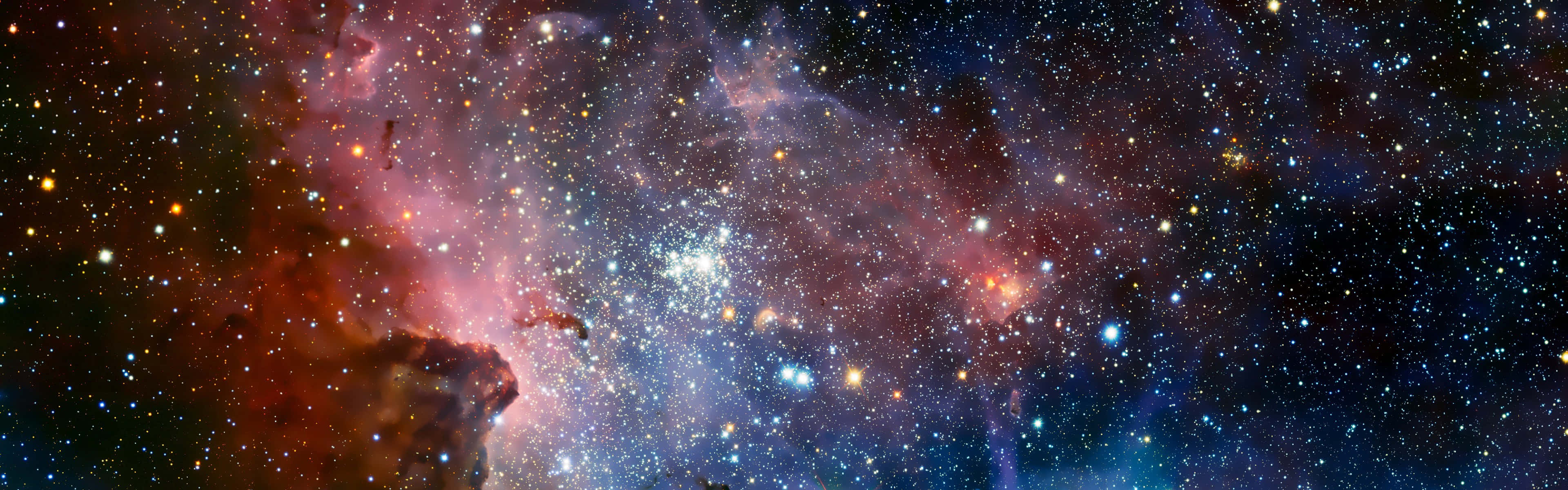 桌布 壁紙 — 令人嘆為觀止的宇宙景觀，閃爍的星雲和無數恆星在深空中旋轉。