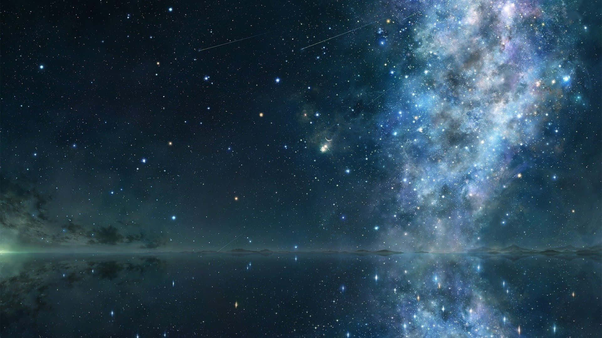 Otherworldly 桌布 壁紙 — 令人嘆為觀止的星空夜景，下方平靜的水面倒映著 vibrant 的星系。
