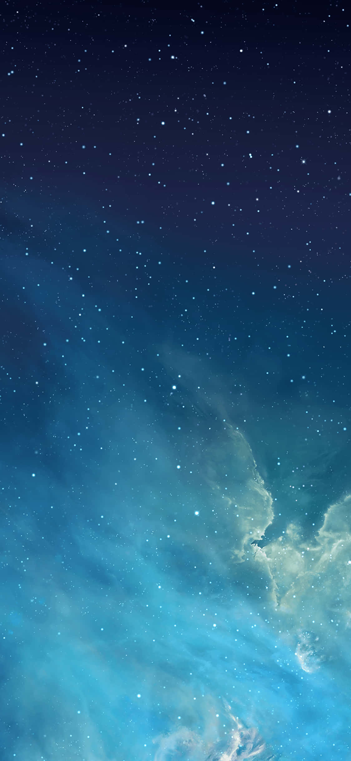 iPhone 桌布 壁紙 — 令人嘆為觀止的星空夜景，有旋轉的藍色星雲和發光的宇宙雲。