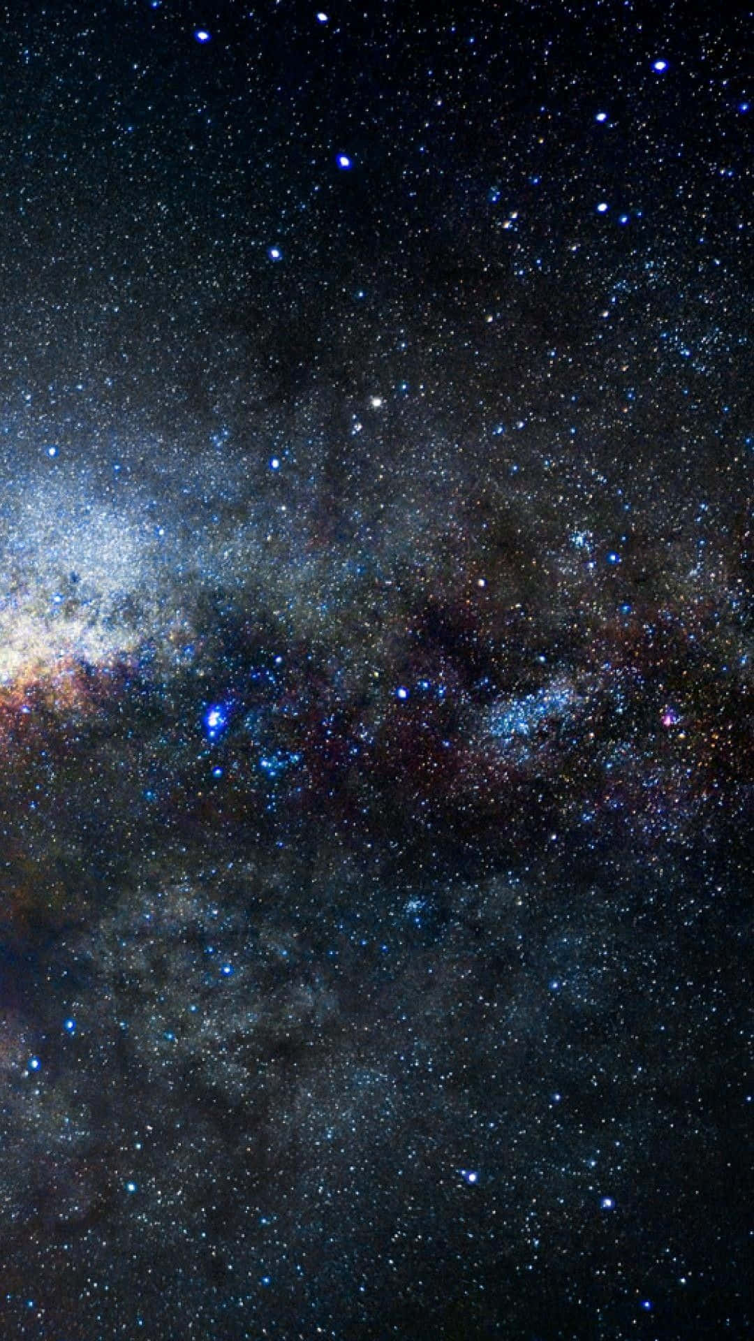 外太空 桌布 壁紙 — 令人嘆為觀止的銀河系景觀，藍色和橙色的星雲在繁星點點的宇宙夜空中閃耀。