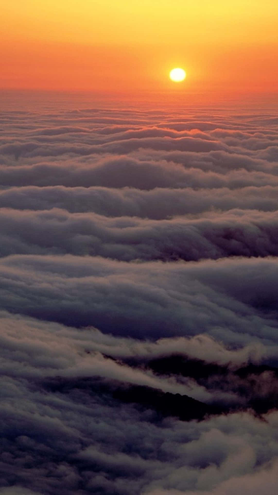 Clouds Aesthetics 桌布 壁紙 — 令人驚嘆的日出溫暖地照耀在延伸到地平線的廣闊雲海之上。