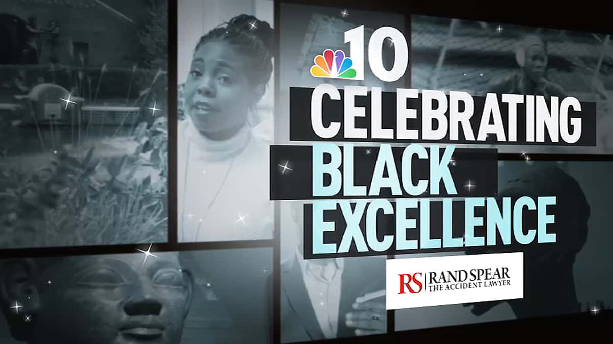 Black Excellence 桌布 壁紙 — 以NBC品牌為背景，包含肖像和文字的黑色卓越成就蒙太奇。