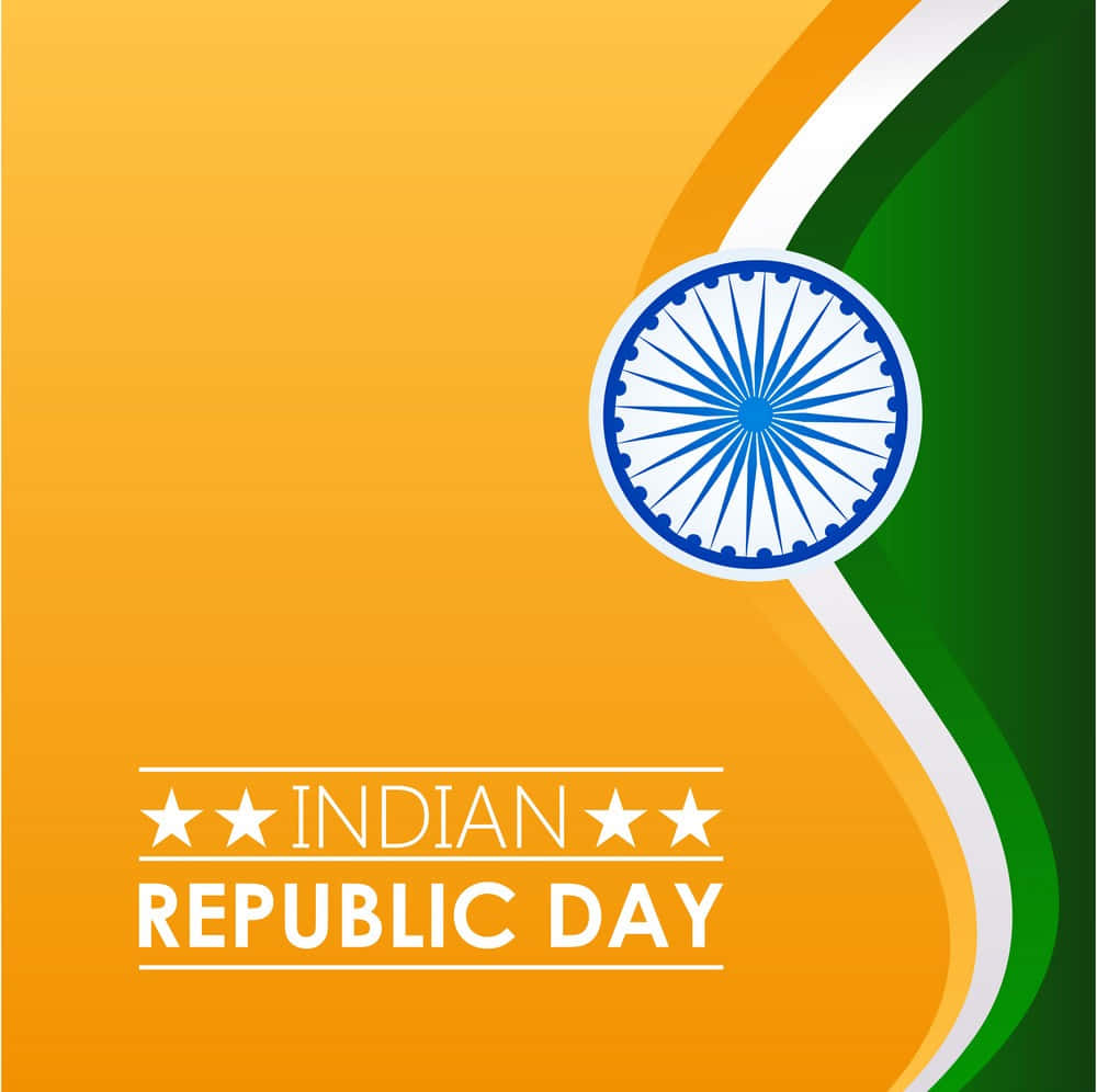 Indian 桌布 壁紙 — 以印度國旗的三色和阿育王法輪設計慶祝印度共和國的充滿活力的圖形。