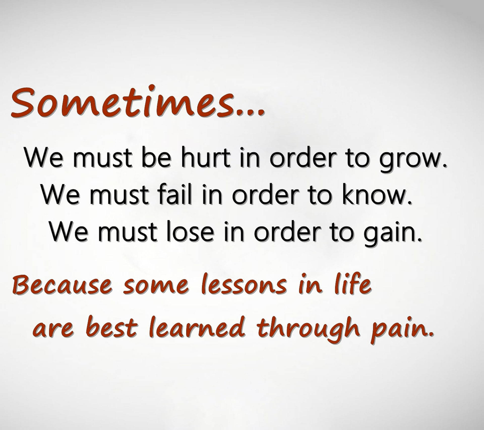 Pain Quotes 桌布 壁紙 — 以棕色和黑色字體在柔和漸變背景上的文字型勵志語錄。