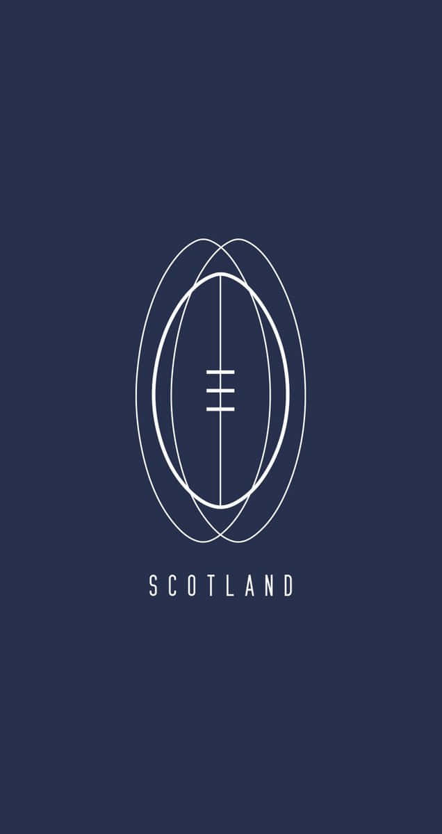 Scotland Rugby 桌布 壁紙 — 以海軍藍背景為襯，中央放置簡約白色線條的橄欖球圖案，下方有Scotland字樣。
