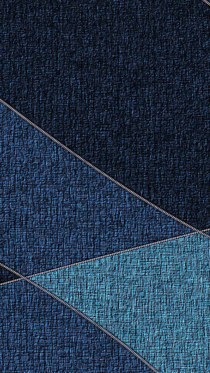 Denim 桌布 壁紙 — 以白線縫製的幾何圖案，採用不同藍色調的紋理牛仔布。
