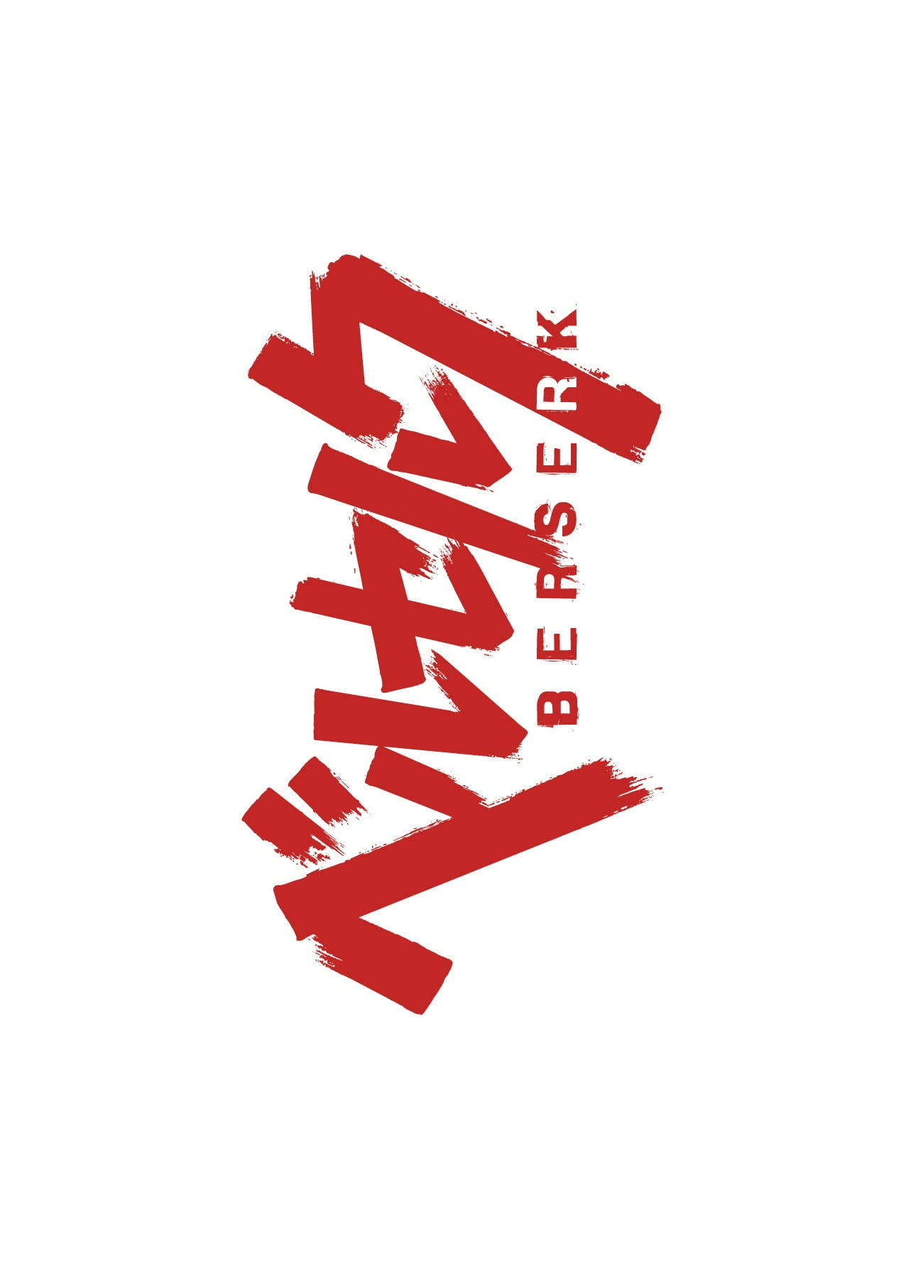 動漫 桌布 壁紙 — 以白色背景為襯托，Berserk 的醒目紅色筆觸標誌，帶有日本漢字和英文文字。