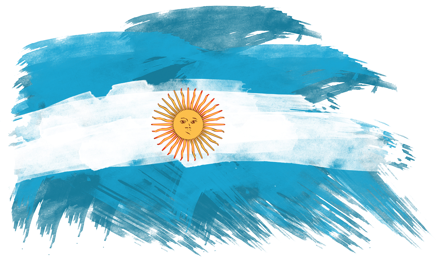 Argentina 桌布 壁紙 — 以粗獷筆觸在黑色背景上繪製的風格化阿根廷國旗。