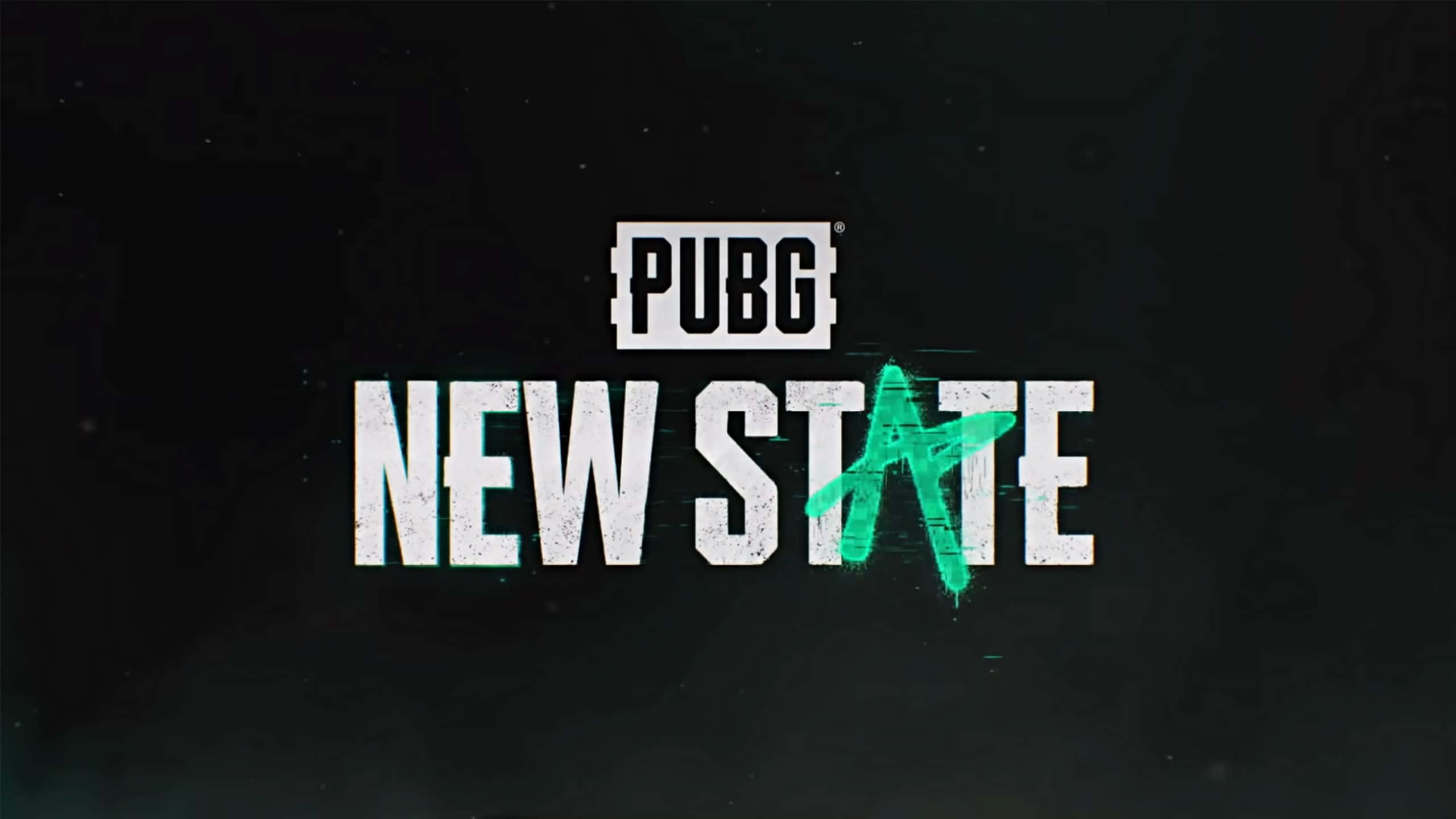 Pubg Logo 桌布 壁紙 — 以粗體白色和綠色塗鴉風格呈現的 PUBG New State 標誌，背景為深色紋理。