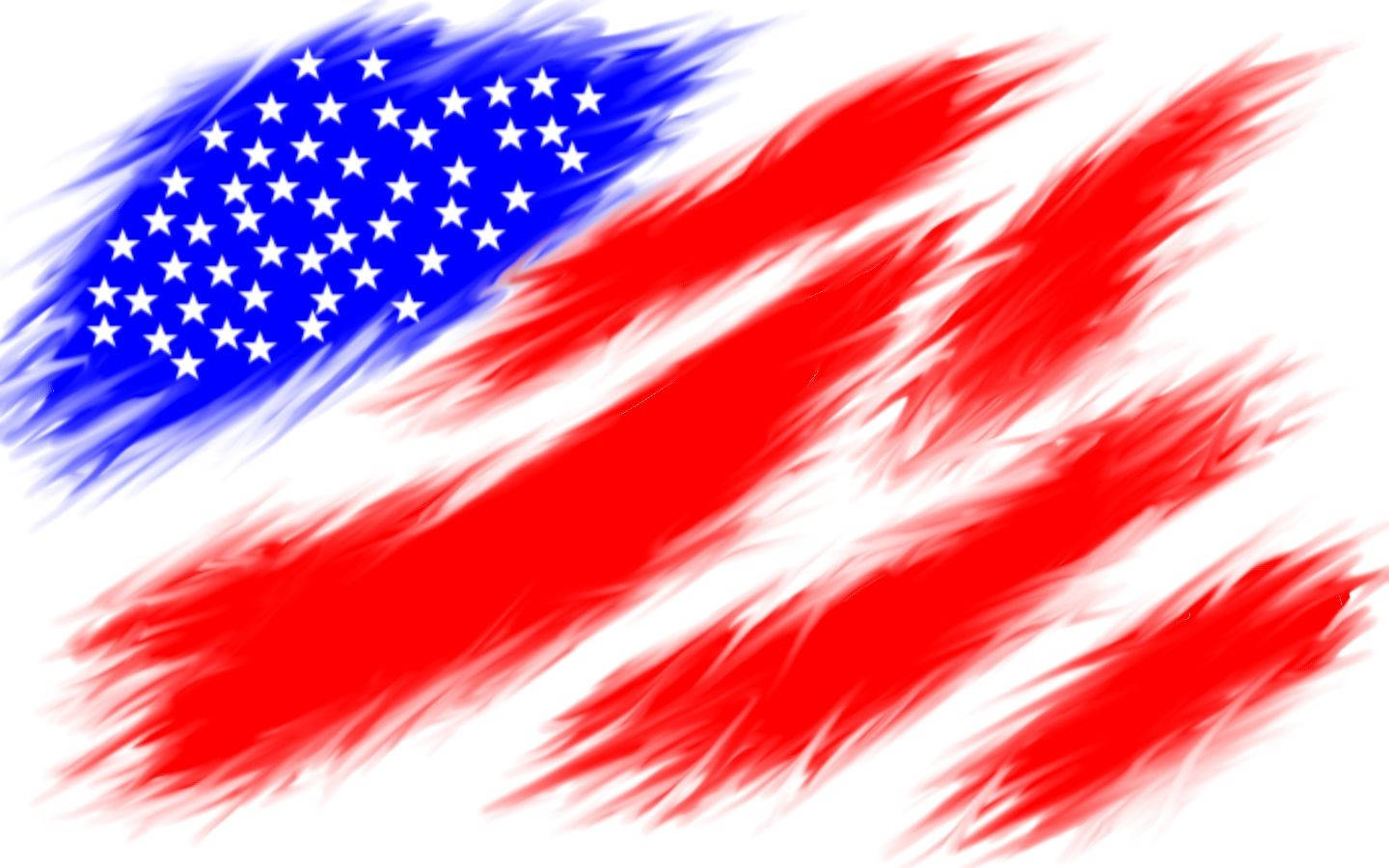 4th Of July 桌布 壁紙 — 以紅、白、藍三色大膽筆觸繪製的風格化美國國旗，背景為純白色。