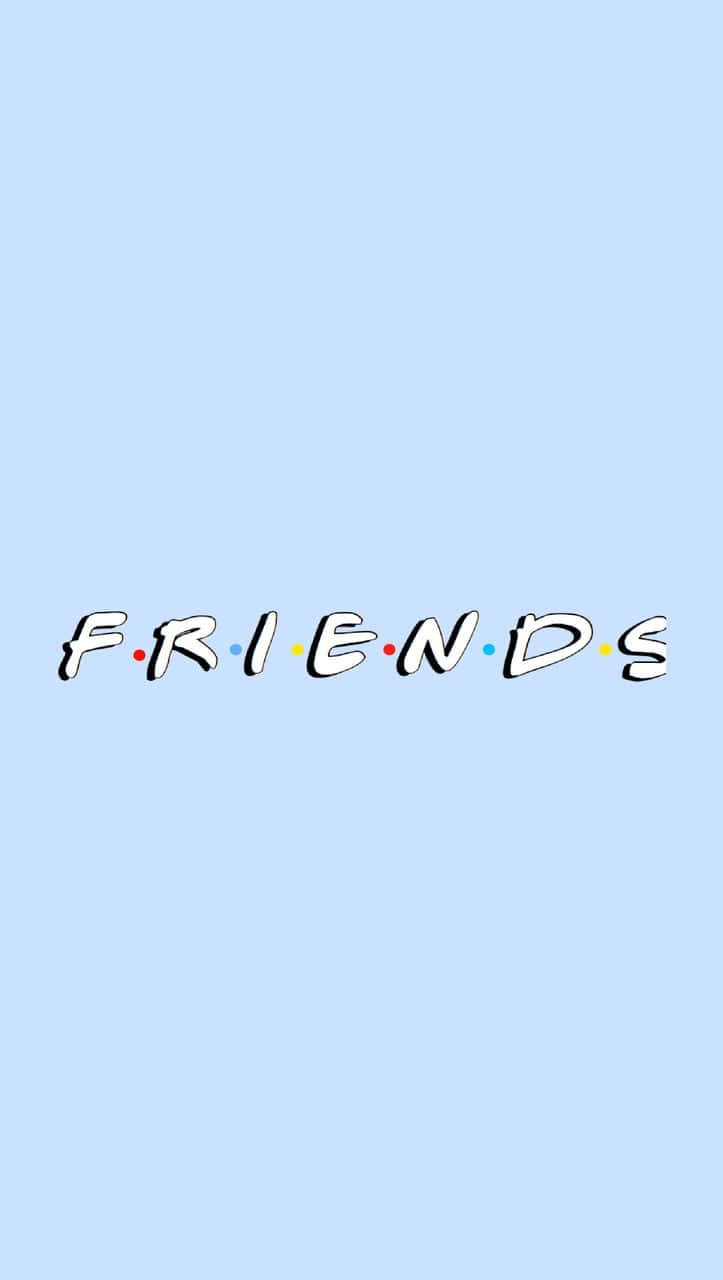 桌布 壁紙 — 以經典電視節目標誌風格呈現的「FRIENDS」字樣，居中放置在純淺藍色背景上。