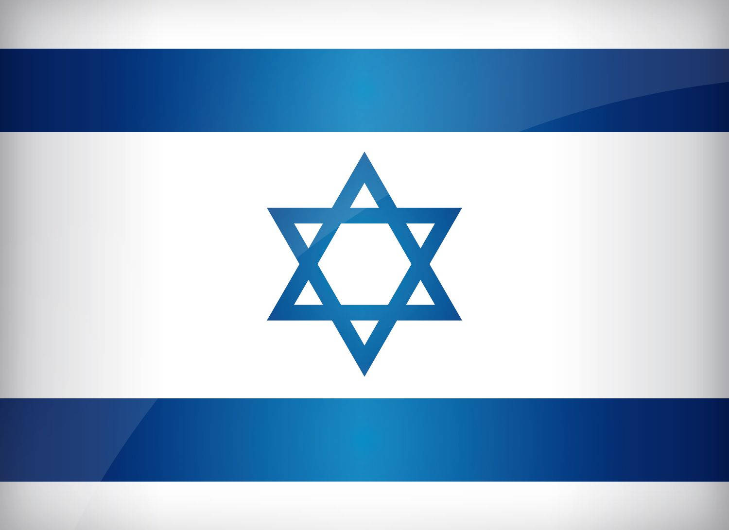 Israel Flag 桌布 壁紙 — 以色列國旗以藍色大衛之星為中心，位於帶有藍色邊框的白色條紋上。