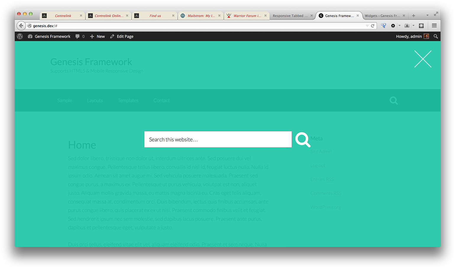 Browser 桌布 壁紙 — 以青綠色為主題的網站首頁，搜尋欄居中於簡潔的極簡佈局。