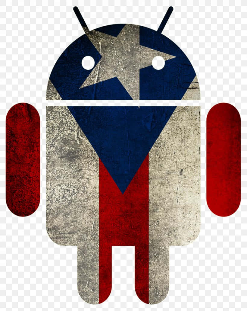 Puerto Rican 桌布 壁紙 — 以風化的德州旗顏色和紋理繪製的Android機器人吉祥物。