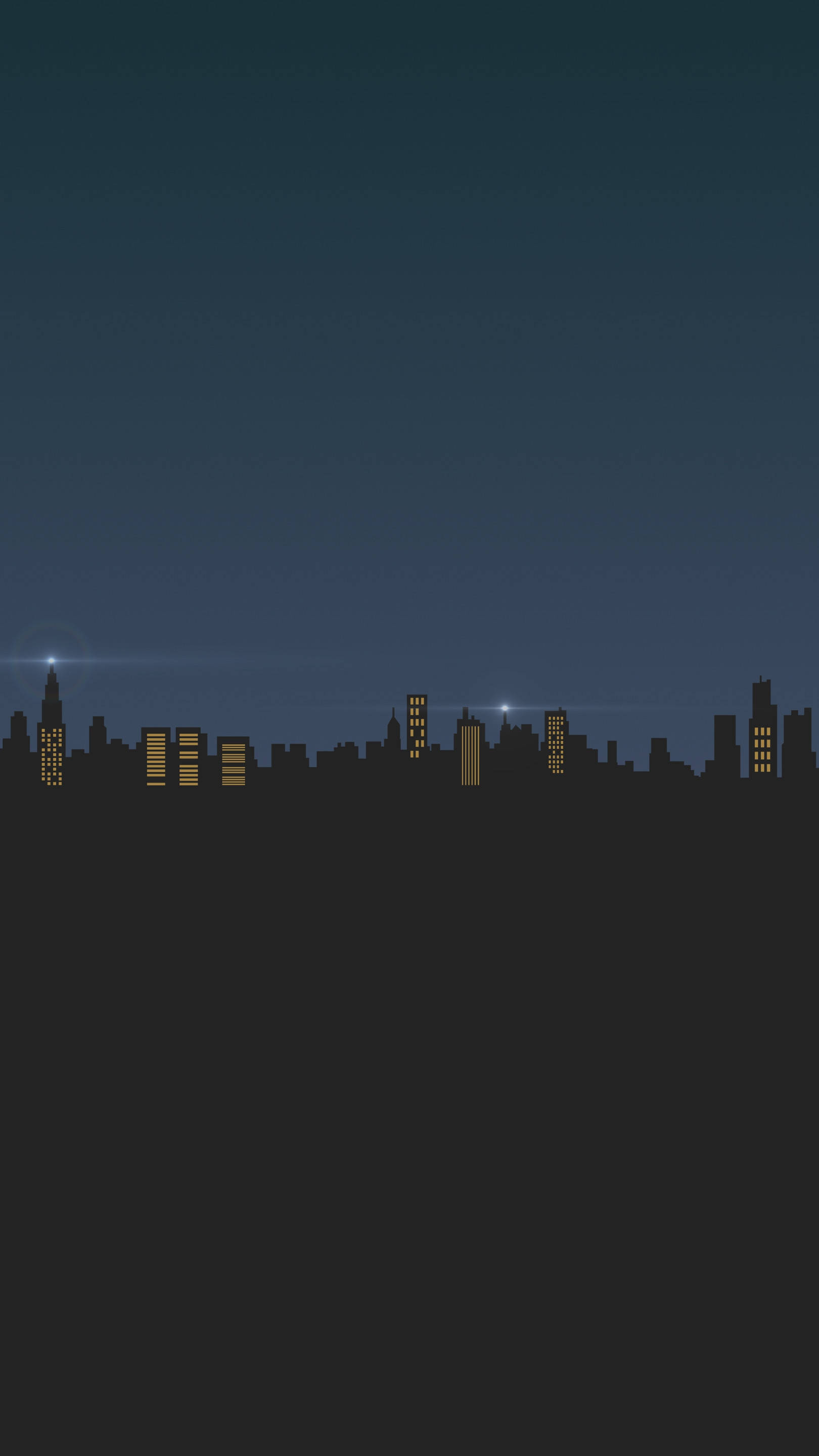 minimal dark iPhone 桌布 壁紙 — 以黑暗漸變天空為背景，帶有發光窗戶的極簡像素藝術城市天際線夜景。