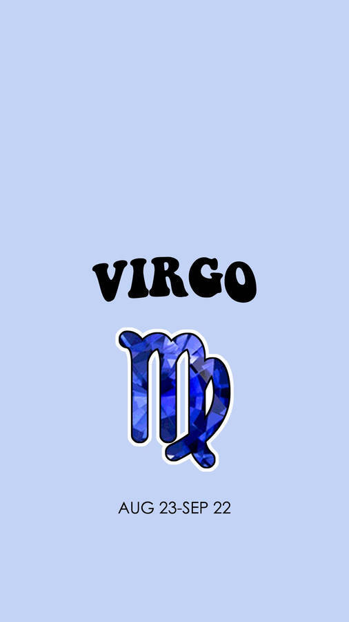 Virgo 桌布 壁紙 — 以黑色文字呈現的處女座星座符號，採用切割藍寶石風格，搭配極簡淺藍色桌布。
