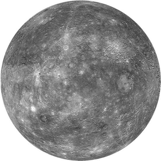 Mercury 桌布 壁紙 — 以黑色虛空為背景的水星佈滿隕石坑表面的詳細灰階視圖。