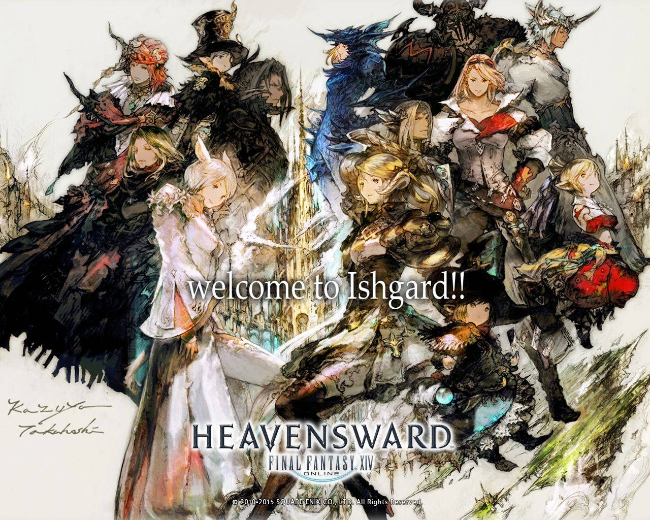 Final Fantasy XIV 蒼天のイシュガルド角色聚集在發光的城堡周圍