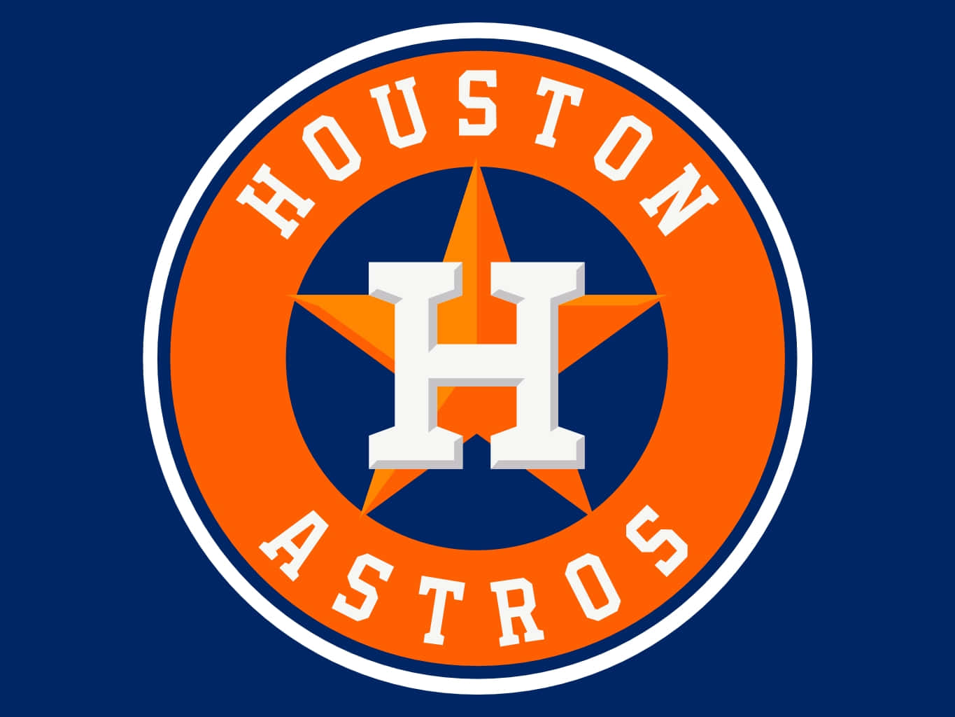 Astros 桌布 壁紙 — 休士頓太空人棒球標誌，海軍藍背景上橙色星星上方有粗體白色H。