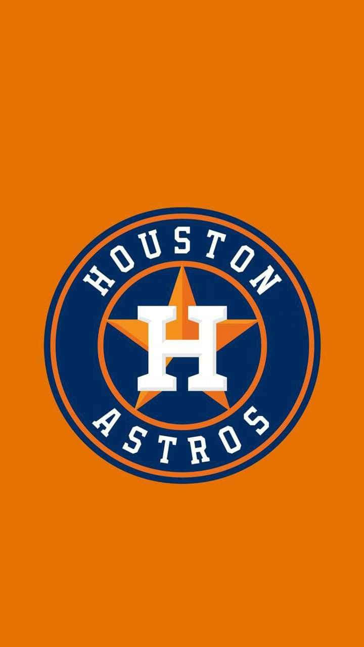 Astros 桌布 壁紙 — 休士頓太空人棒球標誌居中於純橙色背景上，採用粗體藍色和白色圓形設計。