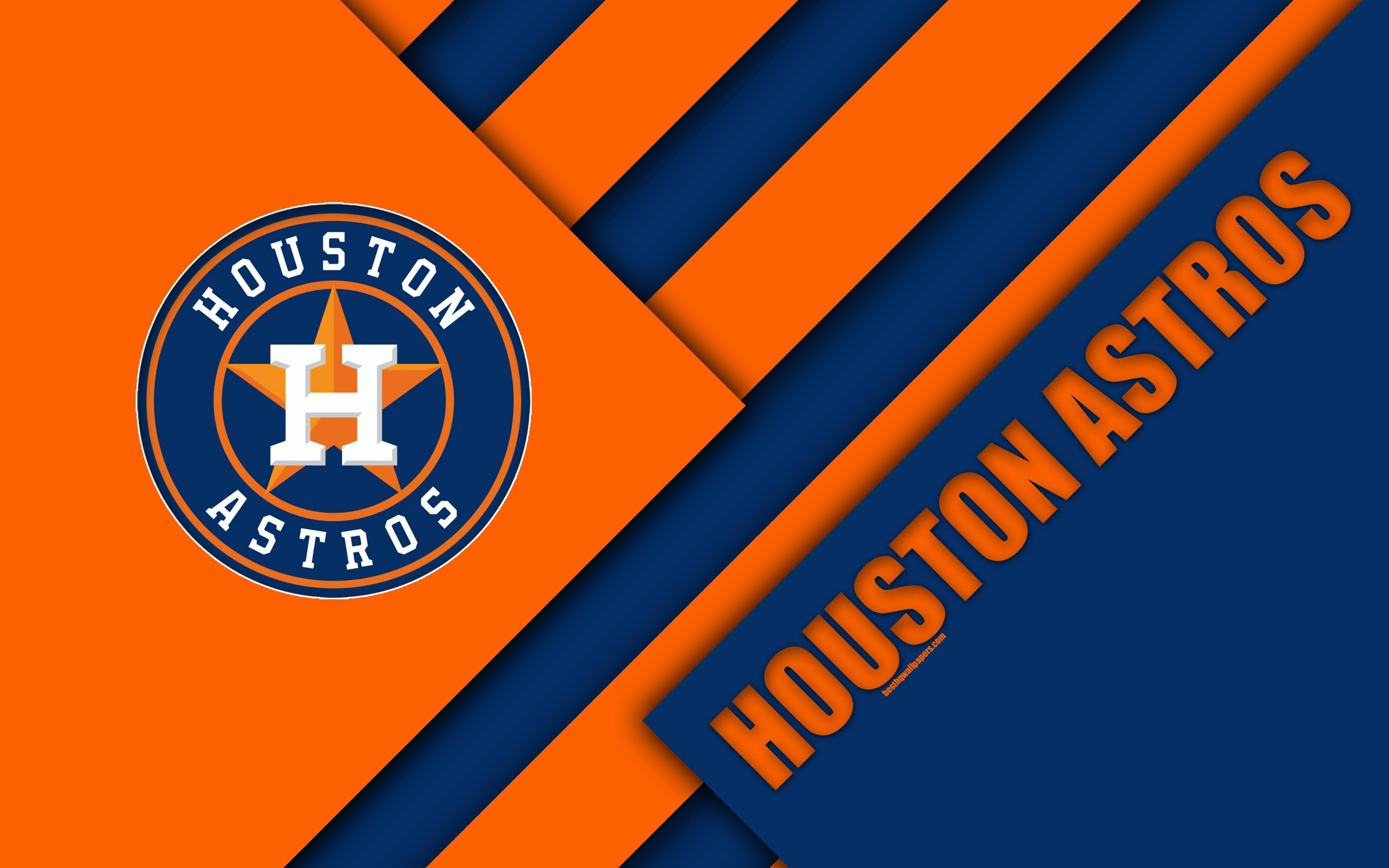 Astros 桌布 壁紙 — 休士頓太空人隊標誌及球隊名稱，以粗體橙色及海軍藍色斜紋呈現。