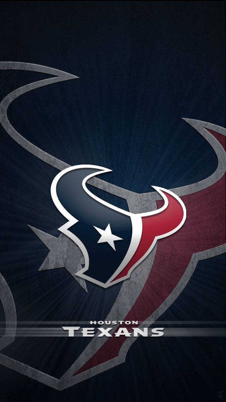 Texans 桌布 壁紙 — 休士頓德州人隊標誌，中央放射出星星和角，背景為深藍色紋理。