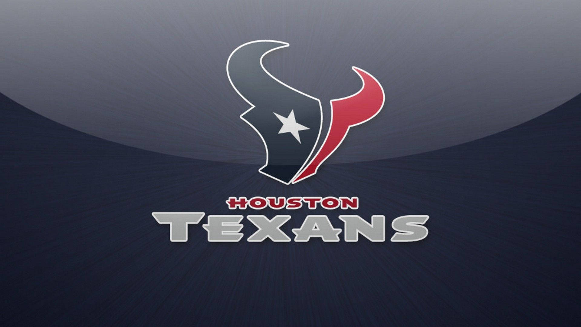 Texans 桌布 壁紙 — 休士頓德州人隊標誌，帶有星星和紅色角，深藍色漸變背景，帶有放射狀光線。