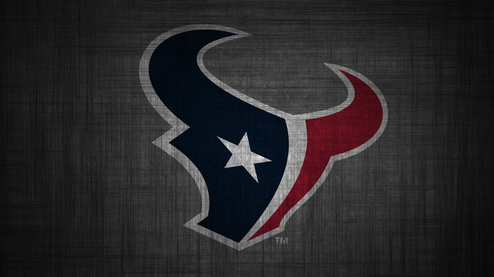 Texans 桌布 壁紙 — 休士頓德州人隊標誌，帶有星星和角，在紋理深灰色背景上。