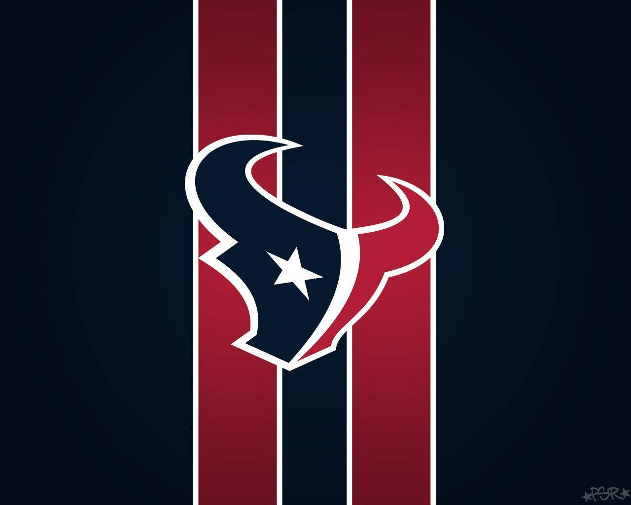 Texans 桌布 壁紙 — 休士頓德州人隊標誌居中於大膽的紅色、海軍藍和白色垂直條紋上，背景為深色。