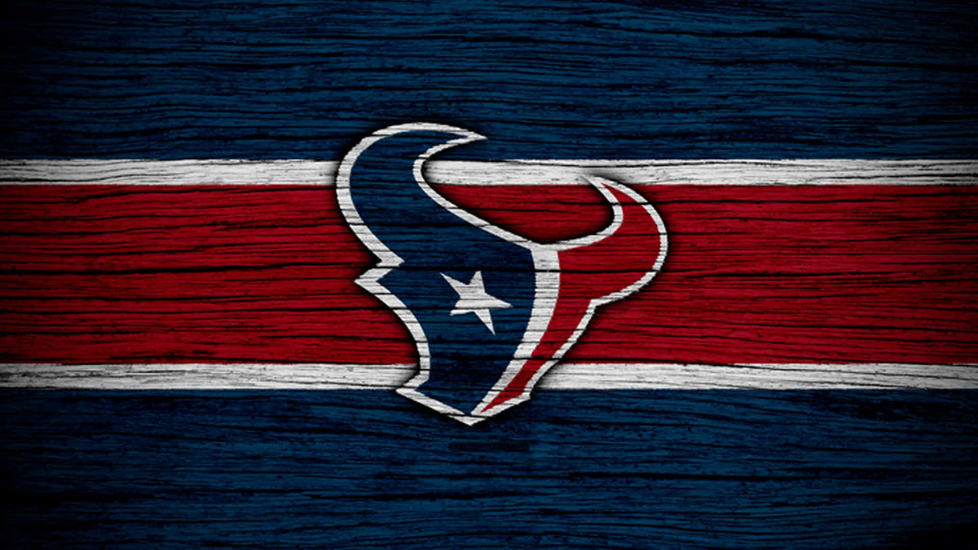 Houston Texans Logo 桌布 壁紙 — 休士頓德州人隊標誌繪製在風化木板上，帶有紅、白、藍條紋。