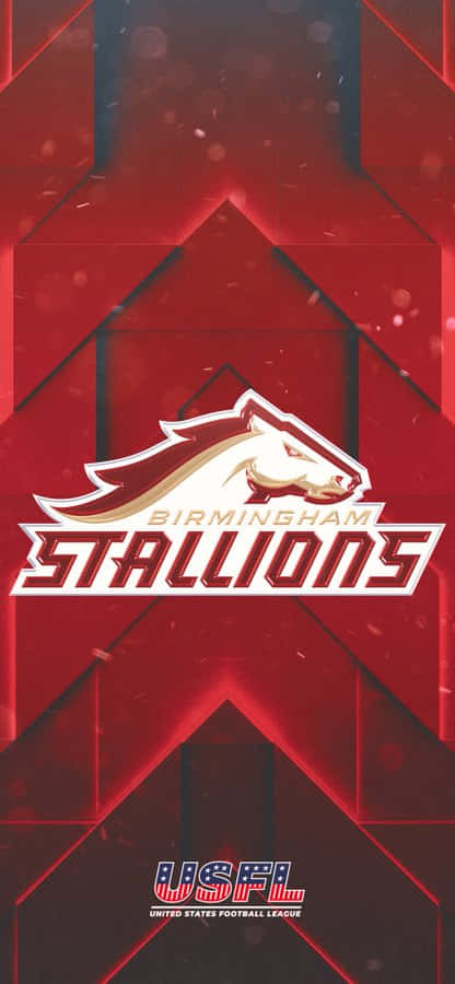 Usfl 桌布 壁紙 — 伯明翰種馬標誌，白色馬頭搭配大膽紅色幾何背景，帶有發光高光。