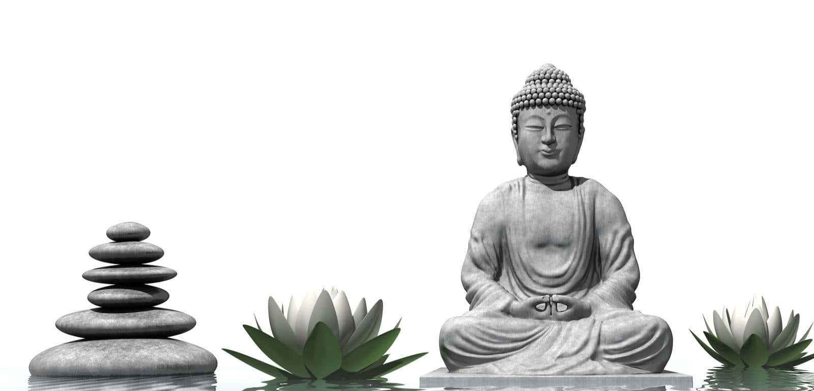 佛像與睡蓮 壁紙
