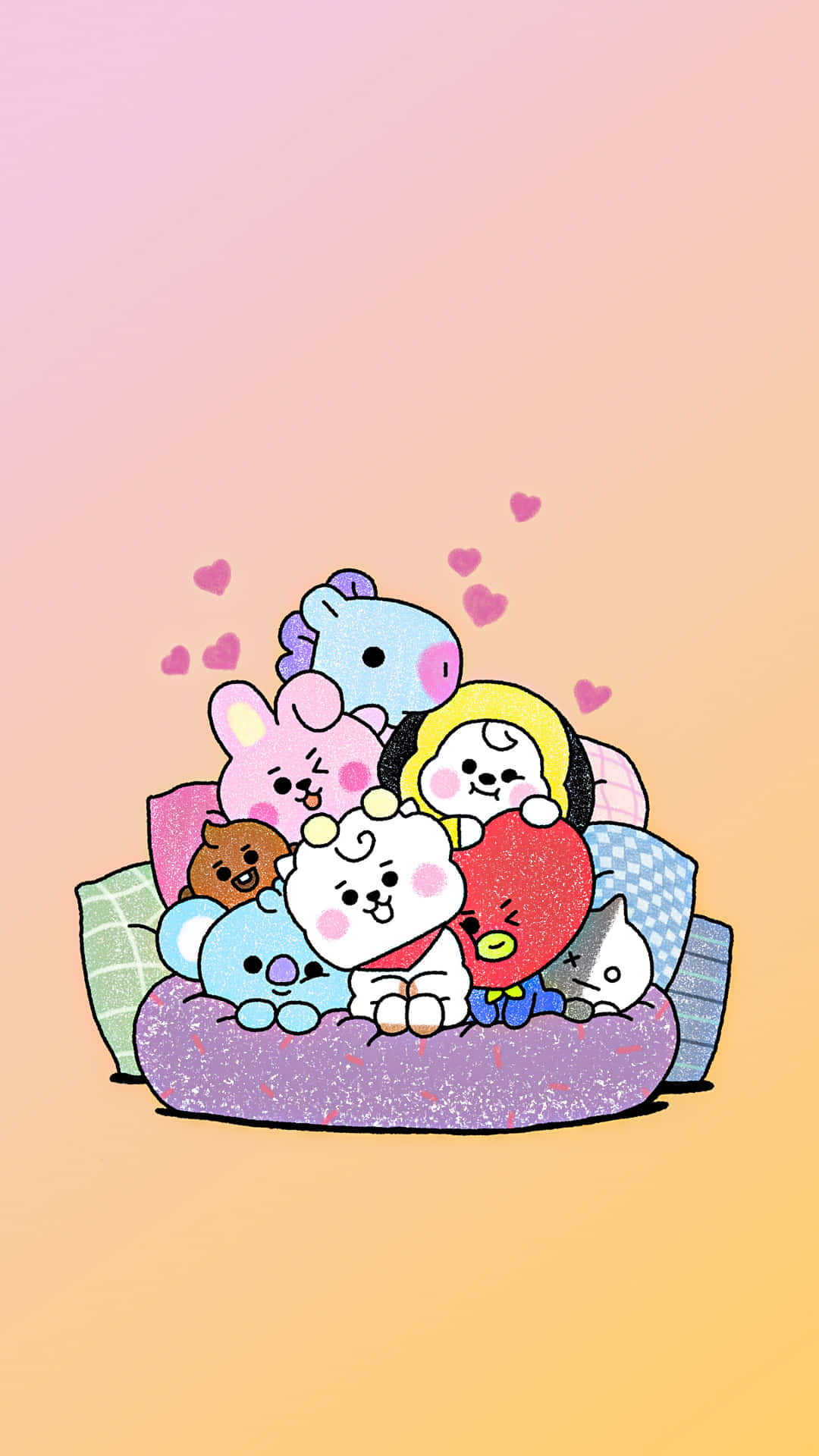 你最愛的BT21角色全都在這張可愛的照片裡！ 壁紙