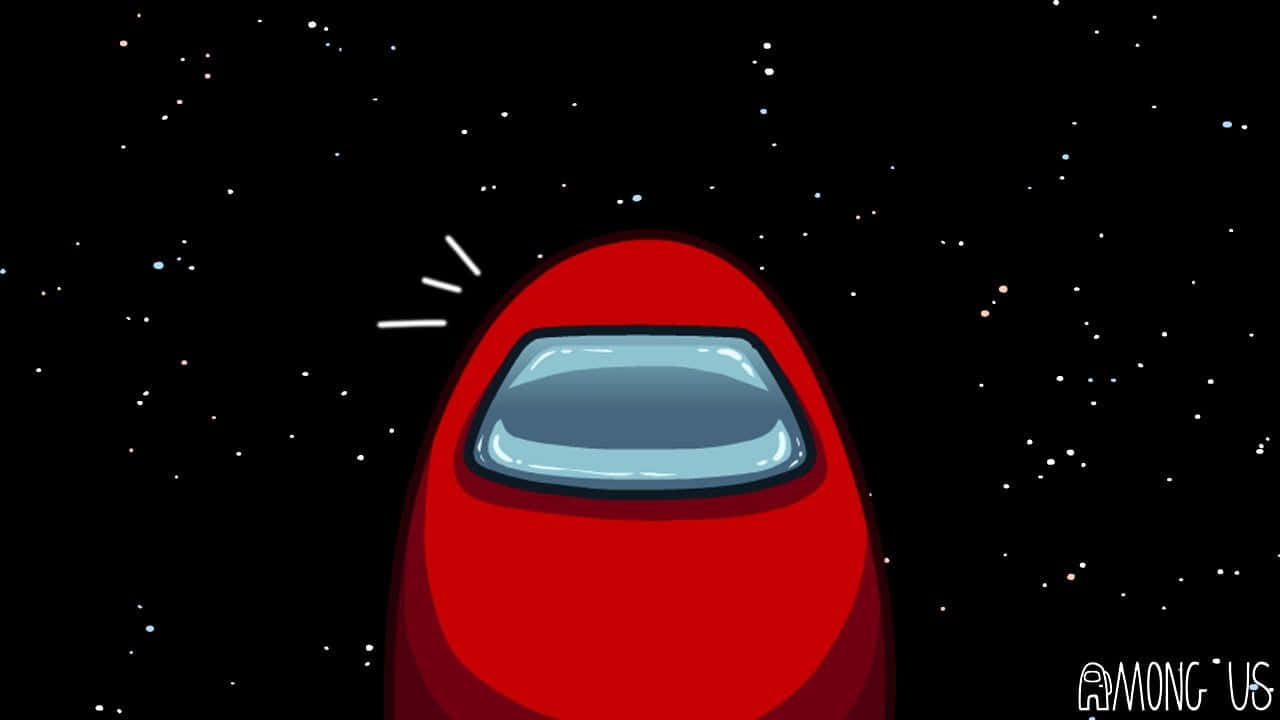 紅色 Among Us 船員在星空背景下漂浮。 — Among US 壁紙