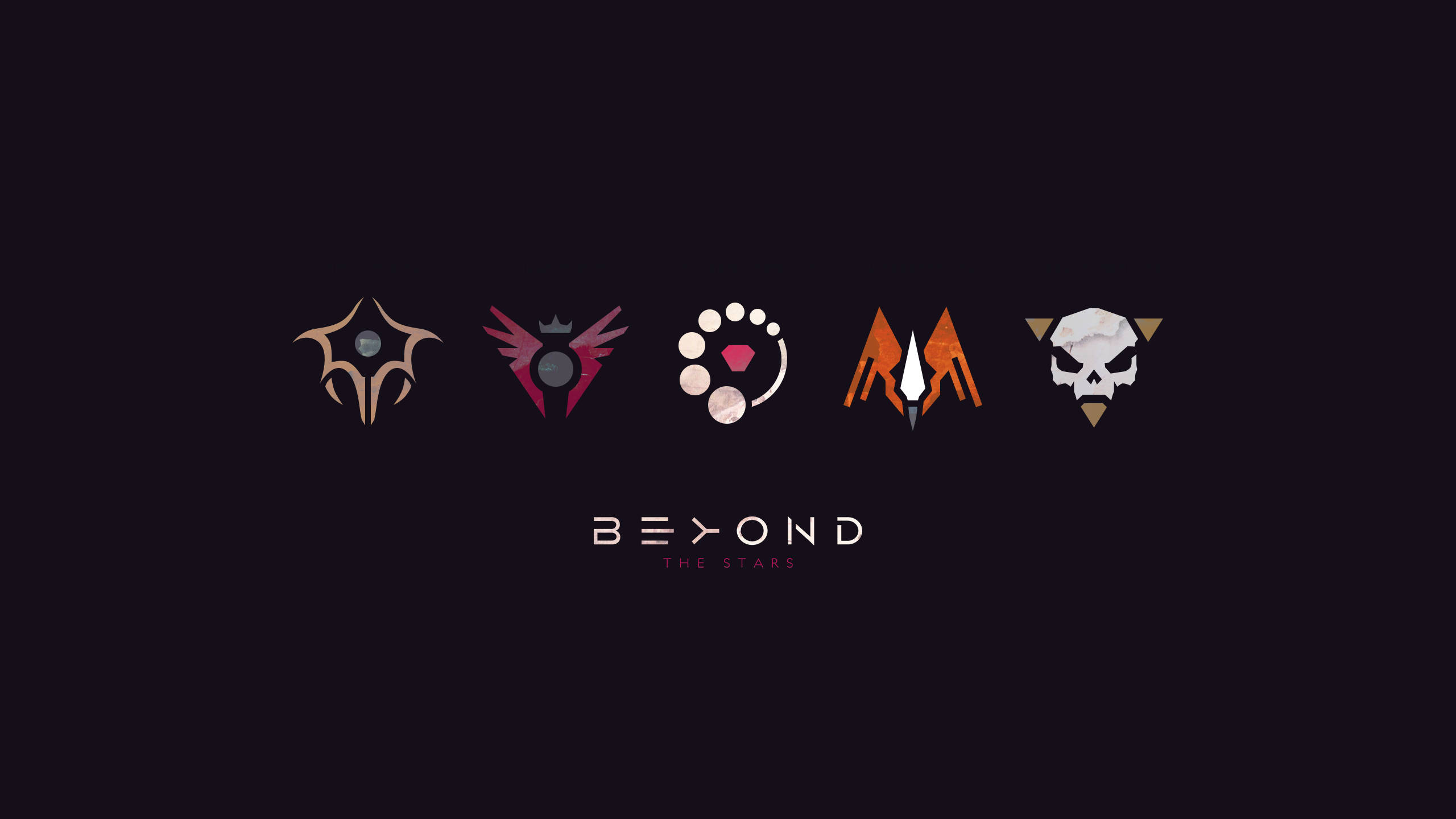 Cool Logos 桌布 壁紙 — 來自 Beyond the Stars 遊戲的五個風格化陣營標誌，以極簡設計顯示在深色背景上。