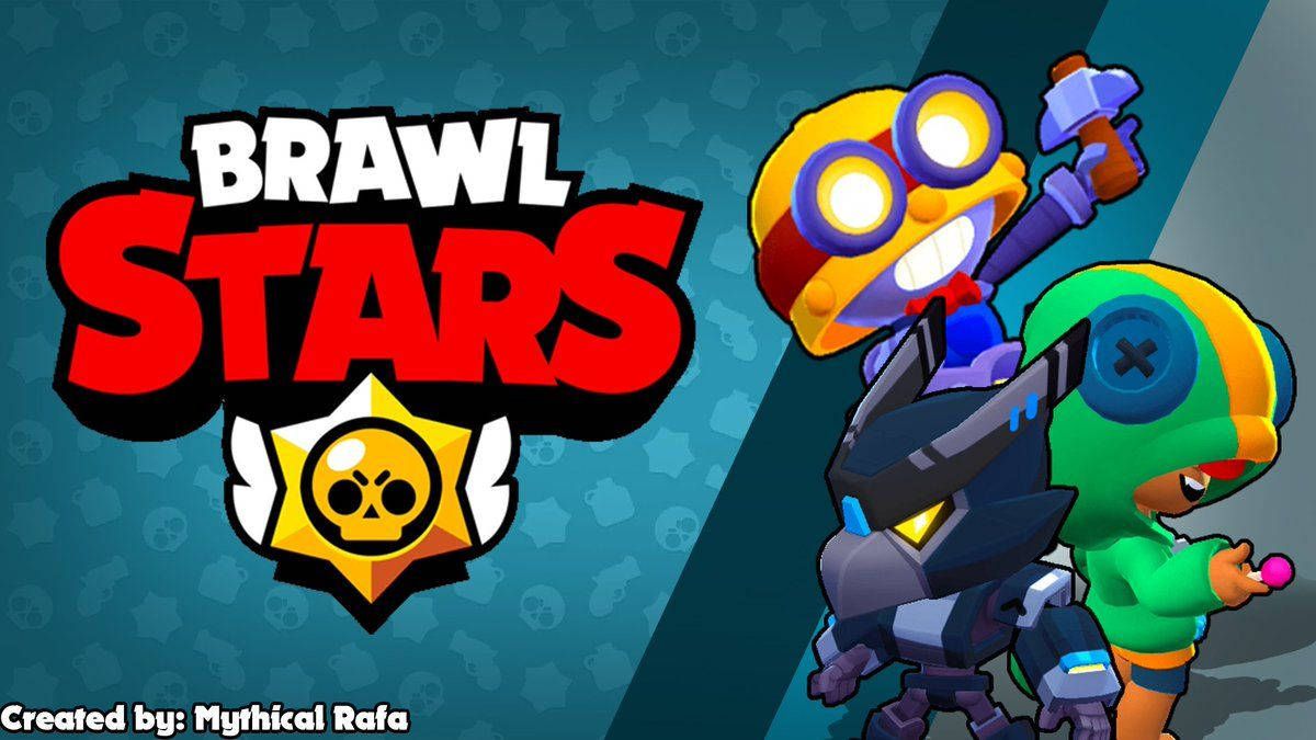 荒野亂鬥 桌布 壁紙 — 來自 Brawl Stars 的鮮豔卡通角色在深藍綠色背景和遊戲標誌前準備戰鬥。
