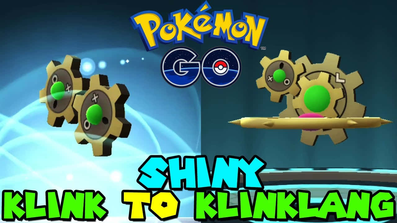 寶可夢 桌布 壁紙 — 來自 Pokémon GO 的閃光小磁怪與齒輪怪漂浮在發光的藍色數位背景上，並帶有粗體文字。