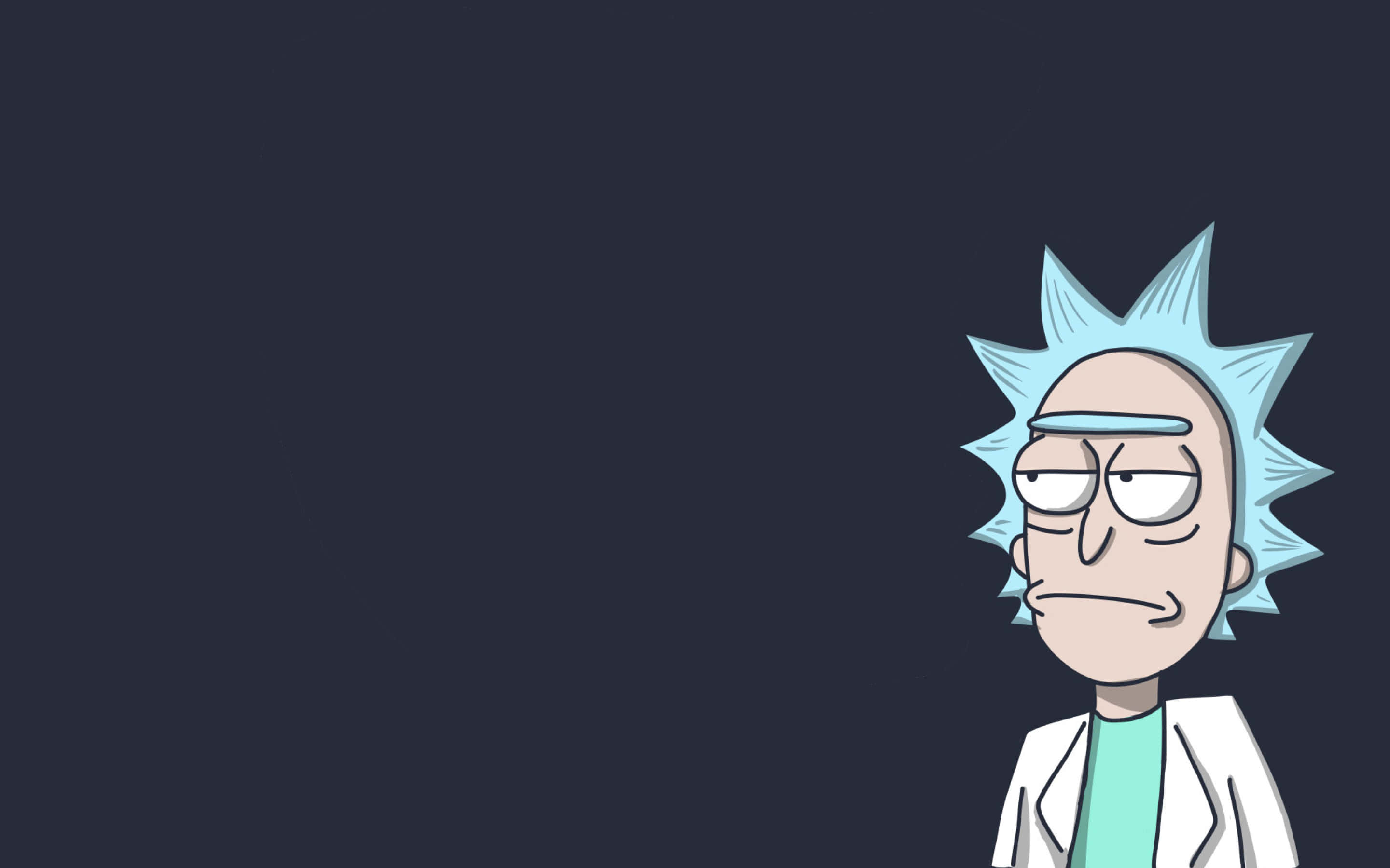 Rick And Morty Macbook 桌布 壁紙 — 來自《Rick and Morty》的Rick Sanchez以無聊的表情凝視著黑暗背景。