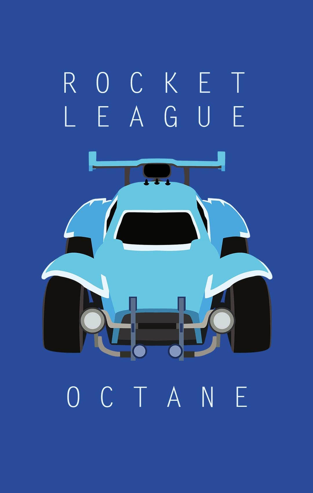 電玩遊戲 桌布 壁紙 — 來自《Rocket League》名為 Octane 的簡約藍色火箭車，居中於純藍色背景上，帶有白色文字。