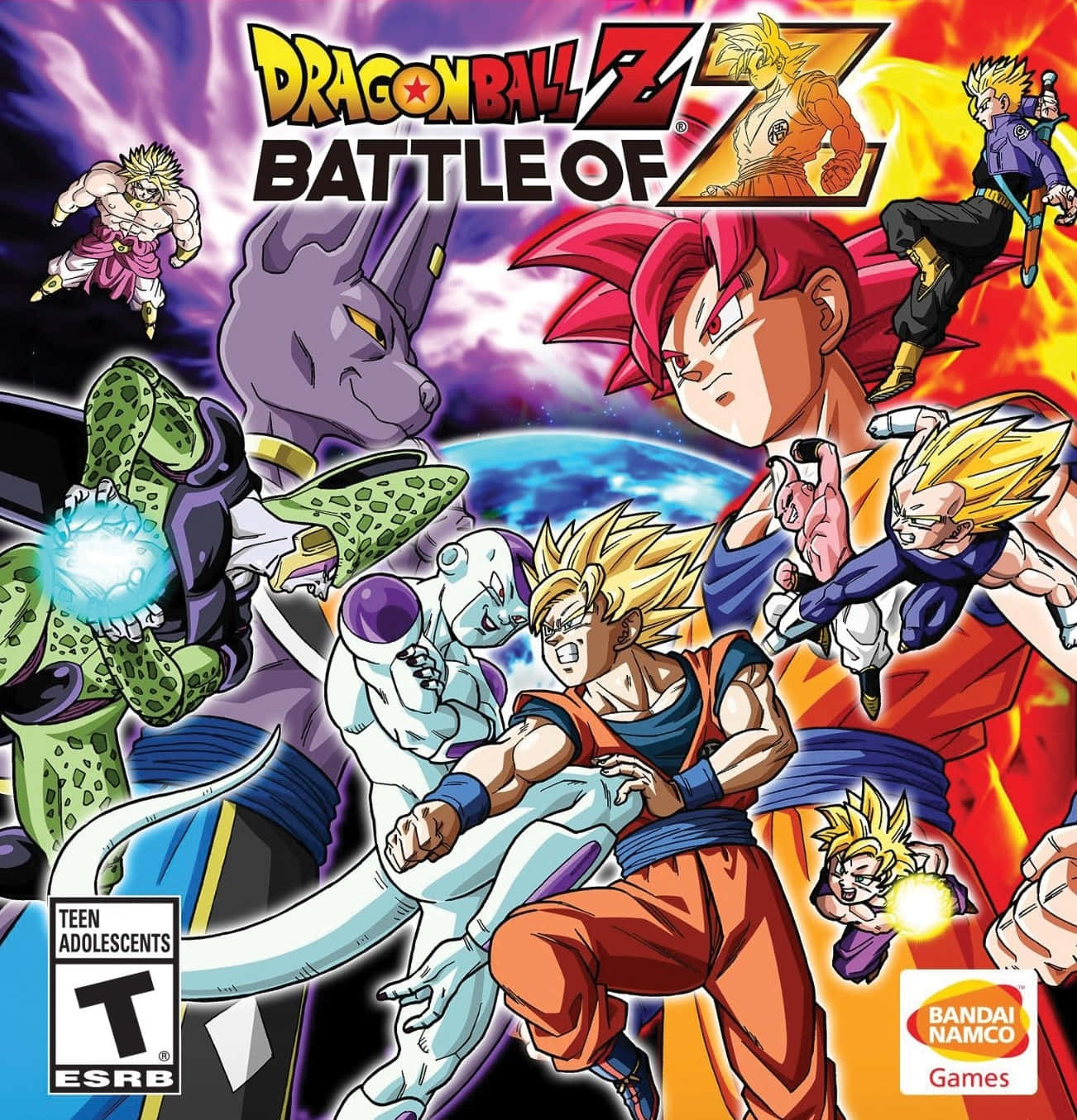 Dragon Ball Z Games 桌布 壁紙 — 來自《七龍珠Z：Battle of Z》的動態動漫角色在熾熱的宇宙戰鬥中碰撞，伴隨著充滿活力的能量效果。