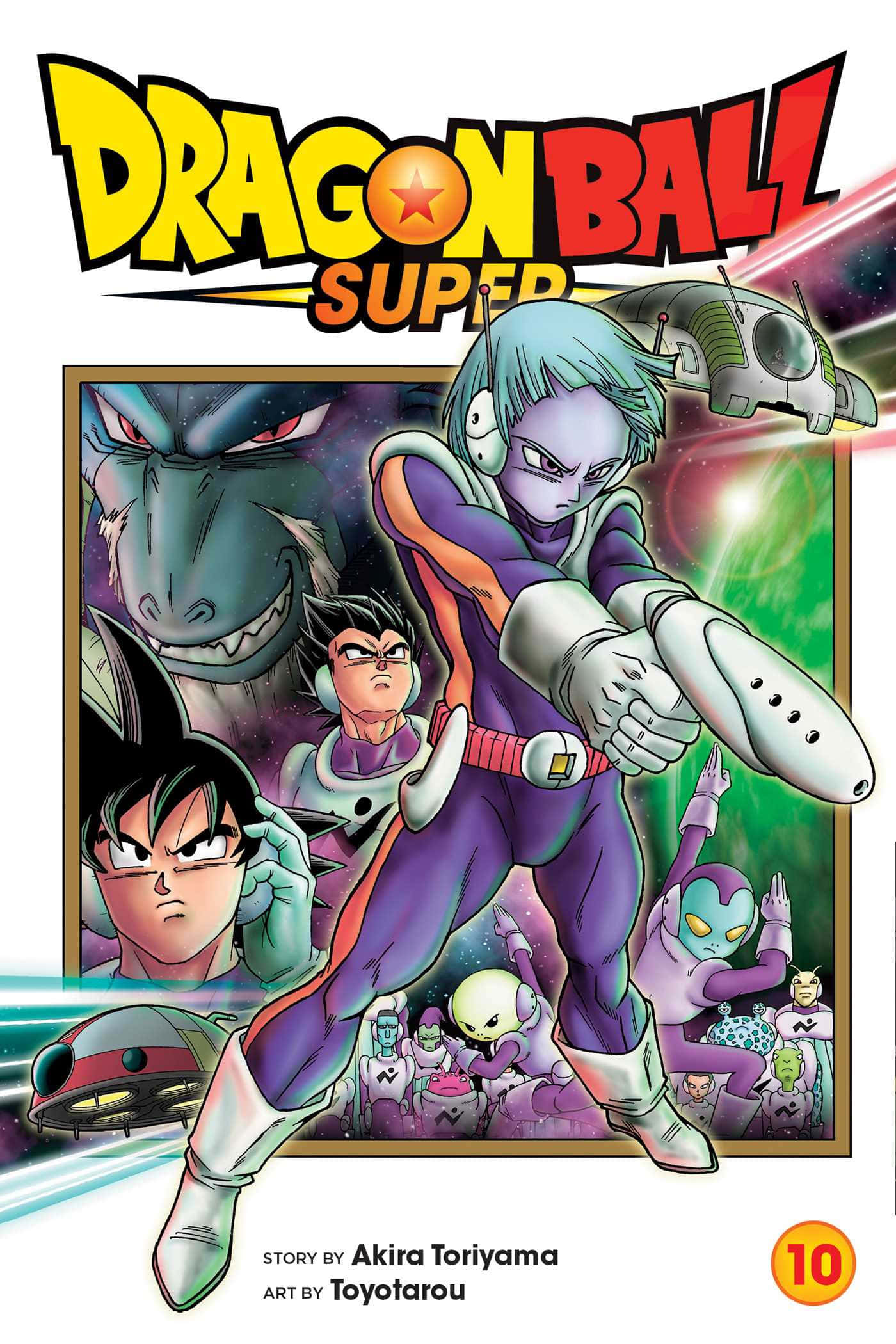 Dragon Ball Super Manga 桌布 壁紙 — 來自《七龍珠超》的動態動漫角色在充滿活力的漫畫書封面上，帶著能量爆炸和外星敵人穿越太空。