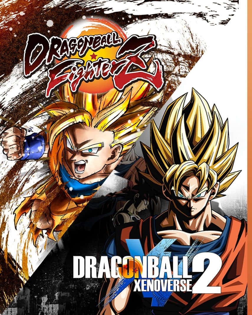 Dragon Ball Super Games 桌布 壁紙 — 來自《七龍珠鬥士Z》的兩個超級賽亞人角色在充滿火焰能量效果的動態動畫戰鬥場景中碰撞。