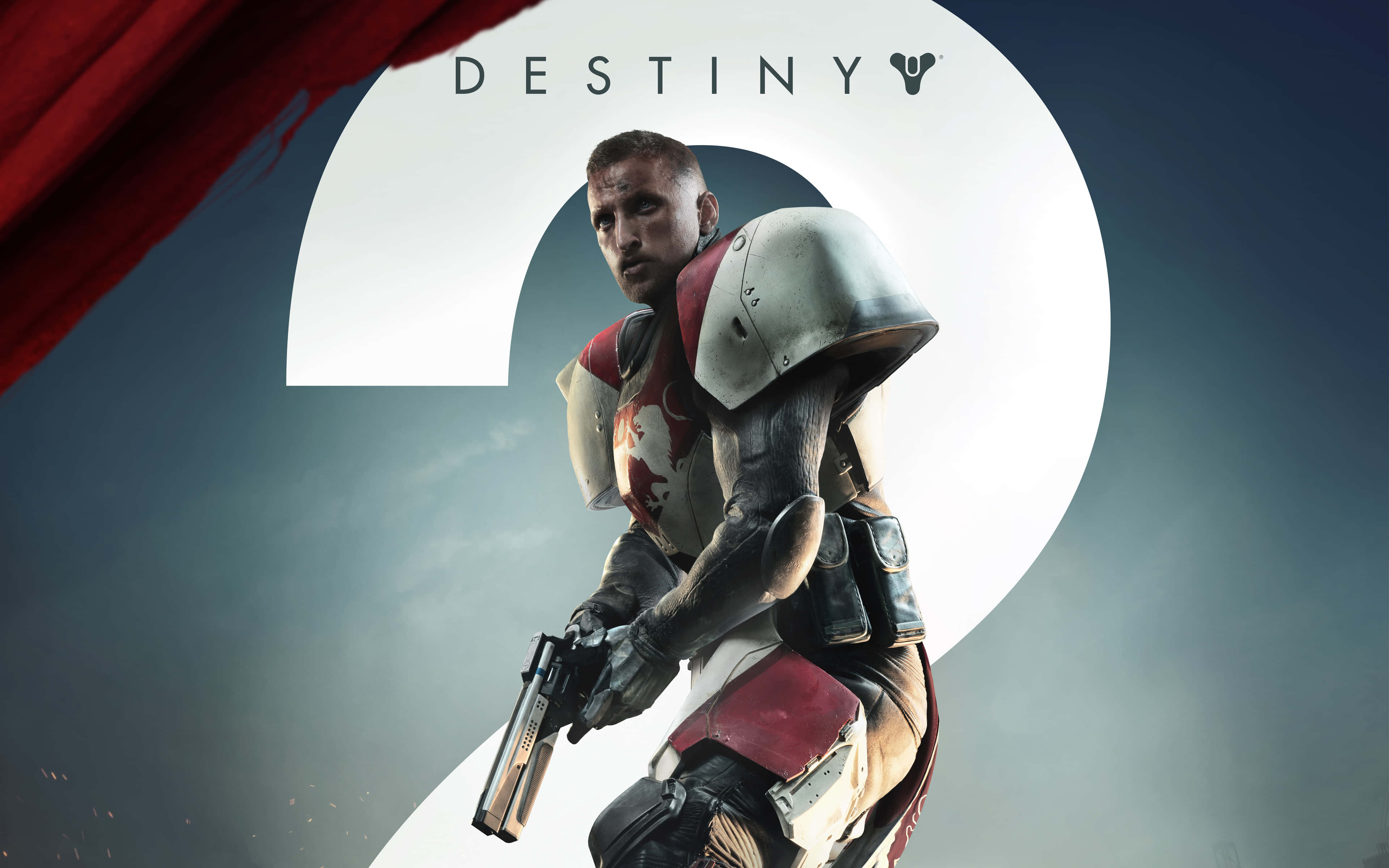 Titan Destiny 2 4K 桌布 壁紙 — 來自《天命2》的堅定裝甲士兵，在戲劇性的多雲天空背景下準備好手槍。